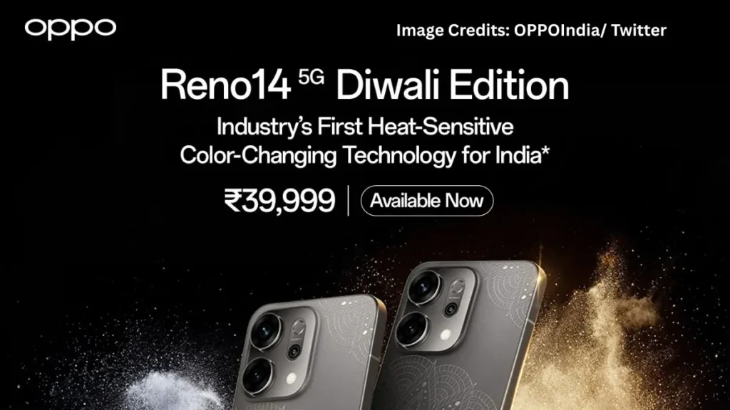 Festival Special! Oppo Reno 14 5G Diwali Edition Launched: Colour-Changing Back, 50MP Camera, 6000mAh Battery at ₹36,999 4 Oppo Reno 14 5G Diwali Edition Price